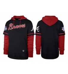 Men Atlanta Braves Black Red Pullover Hoodie