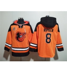 Men Baltimore Orioles 8 Cal Ripken Jr  Orange Ageless Must Have Lace Up Pullover Hoodie