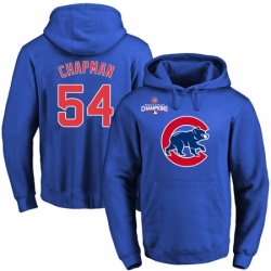 MLB Men Chicago Cubs 54 Aroldis Chapman Royal Team Color Primary Logo Pullover Hoodie