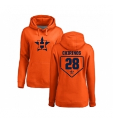 Baseball Women Houston Astros 28 Robinson Chirinos Orange RBI Pullover Hoodie