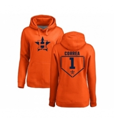 MLB Women Nike Houston Astros 1 Carlos Correa Orange RBI Pullover Hoodie