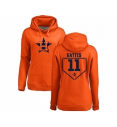 MLB Women Nike Houston Astros 11 Evan Gattis Orange RBI Pullover Hoodie