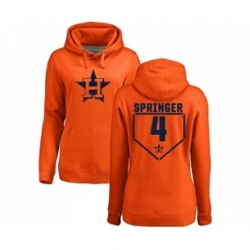 MLB Women Nike Houston Astros 4 George Springer Orange RBI Pullover Hoodie