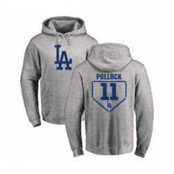 Men Baseball Los Angeles Dodgers 11 A J Pollock Gray RBI Pullover Hoodie