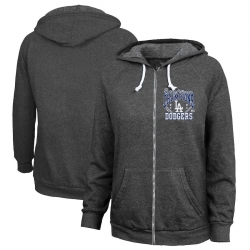 Los Angeles Dodgers Women 2020 World Series Champions Victory Tri Blend Full Zip Hoodie Charcoal