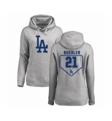 MLB Women Nike Los Angeles Dodgers 21 Walker Buehler Gray RBI Pullover Hoodie