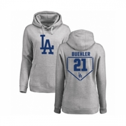 MLB Women Nike Los Angeles Dodgers 21 Walker Buehler Gray RBI Pullover Hoodie