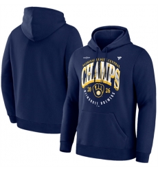 Men Milwaukee Brewers Navy 2026 NL Central Division Champions Distressed Hoodie Men Milwaukee Brewers Navy 2026 NL Central Division Champions Distressed Hoodie