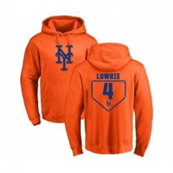 Men Baseball New York Mets 4 Jed Lowrie Orange RBI Pullover Hoodie