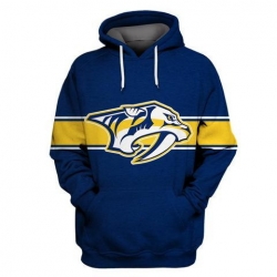 Men Nashville Predators Blue All Stitched Hooded Sweatshirt