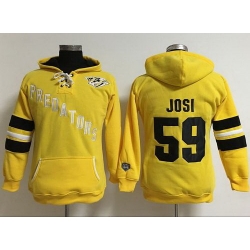 Nashville Predators 59 Roman Josi Yellow Women Old Time Heidi Hoodie NHL Hoodie