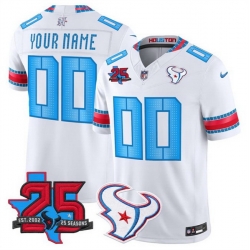 Men Houston Texans Active Player Custom White 2026 25th Anniversary Patch F U S E   HOUSTON US  Rivalries Collection Limited Stitched Football Jersey