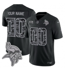 Men Minnesota Vikings Active Player Custom Black F U S E  2026 Salute to Service Limited Stitched Football Jersey