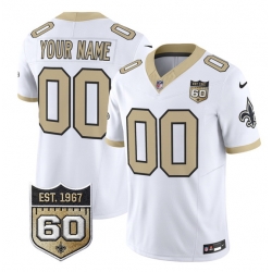 Men New Orleans Saints Active Player Custom White F U S E  60th Anniversary Patch Vapor Limited Stitched Football Jersey
