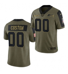 Men Women Youth Toddler  Seattle Seahawks ACTIVE PLAYER Custom 2021 Olive Salute To Service Limited