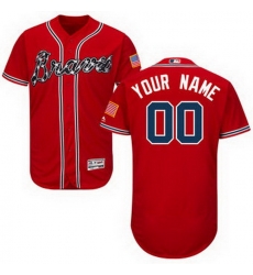 Men Women Youth All Size Atlanta Braves Flex Base Custom Jersey Red