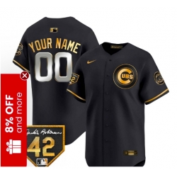 Men Women Youth Chicago Cubs Black Gold Stitched Baseball Jersey