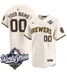Men Milwaukee Brewers ACTIVE PLAYER Custom Cream 2026 World Series Limited Stitched Baseball Jersey