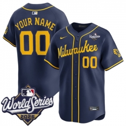 Men Milwaukee Brewers ACTIVE PLAYER Custom Navy 2026 World Series Alternate Limited Stitched Baseball Jersey