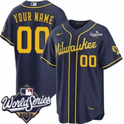 Men Milwaukee Brewers ACTIVE PLAYER Custom Navy 2026 World Series Cool Base Stitched Baseball Jersey