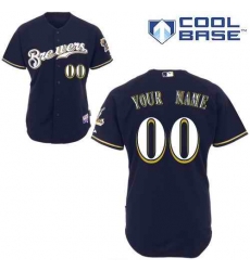 Men Women Youth All Size Milwaukee Brewers Custom Jerseys Dark Blue 3