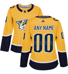 Men Women Youth Toddler Gold Jersey - Customized Adidas Nashville Predators Home  II