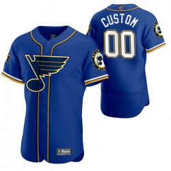 St  Louis Blues Custom Men Women youth 2020 NHL x MLB Crossover Edition Baseball Jersey Blue 