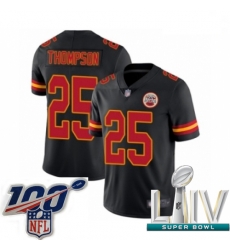 2020 Super Bowl LIV Men Kansas City Chiefs #25 Darwin Thompson Limited Black Rush Vapor Untouchable Football Jersey