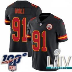 2020 Super Bowl LIV Men Nike Kansas City Chiefs #91 Tamba Hali Limited Black Rush Vapor Untouchable NFL Jersey