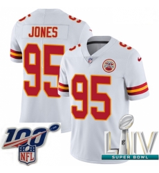 2020 Super Bowl LIV Youth Nike Kansas City Chiefs #95 Chris Jones White Vapor Untouchable Limited Player NFL Jersey