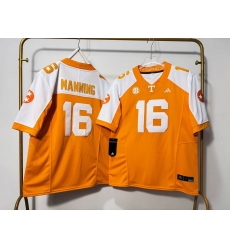 Men Tennessee Volunteers 16 Peyton Manning Orange + White Thanksgiving Stitched Jersey