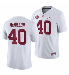 NCAA Football Alabama Crimson Tide Joshua McMillon White 2019 Away Game Jersey