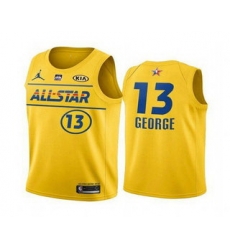 Men 2021 All Star 13 Paul George Yellow Western Conference Stitched NBA Jersey