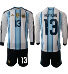 Argentina 2026 FIFA World Cup Soccer Jersey White LONG #13 ROMERO Argentina 2026 FIFA World Cup Soccer Jersey White LONG #13 ROMERO