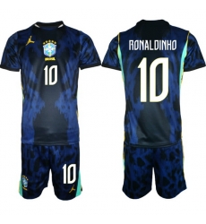 Youth Brazil 2026 FIFA World Cup Blue Away Soccer Jersey RONALDINHO #10