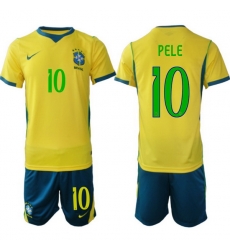Youth Brazil 2026 FIFA World Cup Yellow Home Soccer Jersey PELE #10 Green Youth Brazil 2026 FIFA World Cup Yellow Home Soccer Jersey PELE #10 Green