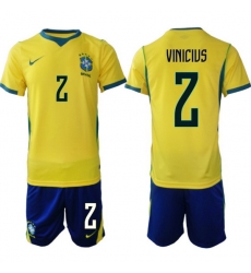 Youth Brazil 2026 FIFA World Cup Yellow Home Soccer Jersey VINICIUS #2 Youth Brazil 2026 FIFA World Cup Yellow Home Soccer Jersey VINICIUS #2