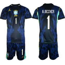 Men Brazil 2026 FIFA World Cup Blue Away Soccer Jersey A.BECKER #1