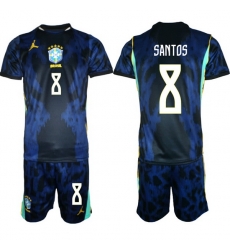 Men Brazil 2026 FIFA World Cup Blue Away Soccer Jersey SANTOS #8