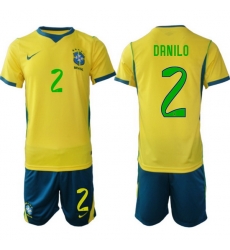 Men Brazil 2026 FIFA World Cup Yellow Home Soccer Jersey DANILO #2 Green