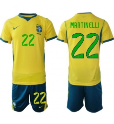 Men Brazil 2026 FIFA World Cup Yellow Home Soccer Jersey MARTINELLI #22 Green