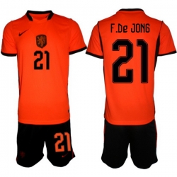 Men Netherlands 2026 Soccer Jerseys Orange #21 Frenkie de Jong