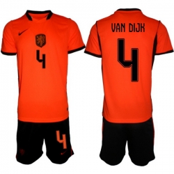 Men Netherlands 2026 Soccer Jerseys Orange #4 Virgil van Dijk