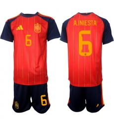 Spain 2026 FIFA World Cup Soccer Jersey Red #6 A.INIESTA Spain 2026 FIFA World Cup Soccer Jersey Red #6 A.INIESTA