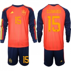 Spain 2026 FIFA World Cup Soccer Jersey Red LONG #15 CUBARSI