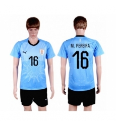 Uruguay #16 M.Pereira Home Soccer Country Jersey