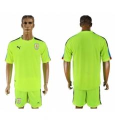 Uruguay Blank Shiny Green Goalkeeper Soccer Country Jersey