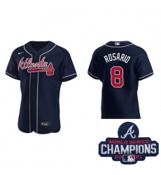 Men Nike Atlanta Braves 8 Eddie Rosario Navy Blue Alternate Stitched Baseball Stitched MLB 2021 Champions Patch Jersey