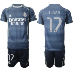 Men Real Madrid 2026 Soccer Jerseys DarkBlue #17 LUCAS V.