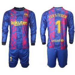 Men Barcelona Long Sleeve Soccer Jerseys 522